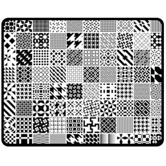 Black And White Geometric Patterns Fleece Blanket (medium) by Bakwanart