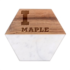 I Love Maple Marble Wood Coaster (hexagon) 