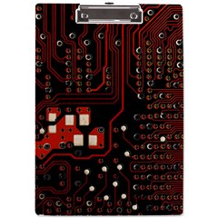 Red Computer Circuit Board A4 Acrylic Clipboard by Bakwanart