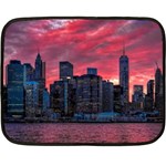 Skyline Sunset United States Reflection Usa,new York Manhattan Fleece Blanket (Mini) 35 x27  Blanket