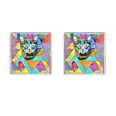 Kitten Cat Pet Animal Adorable Fluffy Cute Kitty Cufflinks (square) by 99art