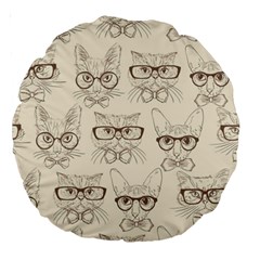 Seamless Pattern Hand Drawn-cats-with Hipster Accessories Large 18  Premium Round Cushions by Vaneshart