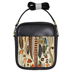 Feathers Birds Vintage Art Girls Sling Bag by Vaneshart