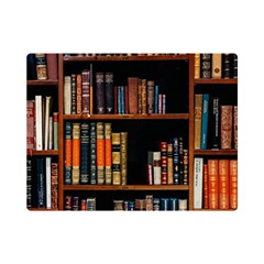 Assorted Title Of Books Piled In The Shelves Assorted Book Lot Inside The Wooden Shelf Premium Plush Fleece Blanket (mini) by 99art