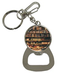 Books On Bookshelf Assorted Color Book Lot In Bookcase Library Bottle Opener Key Chain by 99art