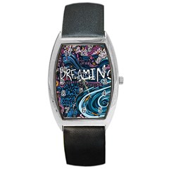 Graffiti Art Psychedelic Art Graphic Design Modern Art Barrel Style Metal Watch by 99art