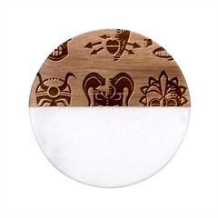 Tribal-masks-african-culture-set Classic Marble Wood Coaster (round)  by 99art