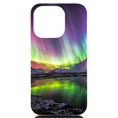 Aurora Borealis Polar Northern Lights Natural Phenomenon North Night Mountains Iphone 14 Pro Black Uv Print Case by B30l