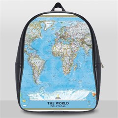 Blue White And Green World Map National Geographic School Bag (large) by B30l