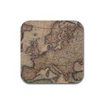 Old Vintage Classic Map Of Europe Rubber Square Coaster (4 pack) Front