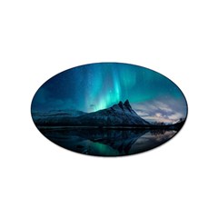 Aurora Borealis Mountain Reflection Sticker (oval) by B30l