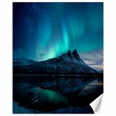 Aurora Borealis Mountain Reflection Canvas 11  X 14  by B30l