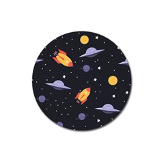 Cosmos Rockets Spaceships Ufos Magnet 3  (round) by Cowasu