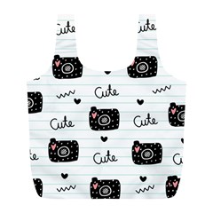 Cute Cameras Doodles Hand Drawn Full Print Recycle Bag (l) by Cowasu