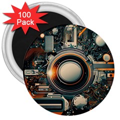 Illustrations Technology Robot Internet Processor 3  Magnets (100 Pack) by Cowasu