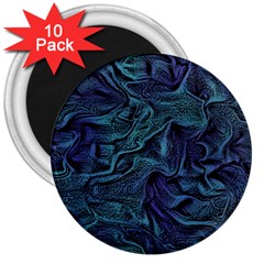 Abstract Blue Wave Texture Patten 3  Magnets (10 Pack)  by Bangk1t