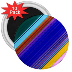 Color Lines Slanting Green Blue 3  Magnets (10 Pack)  by Bangk1t