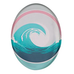 Waves Tidal Ocean Sea Tsunami Wave Minimalist Oval Glass Fridge Magnet (4 Pack) by Wav3s