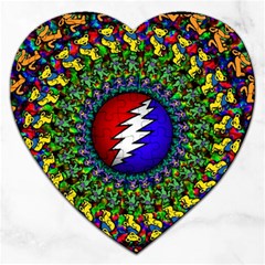 Grateful Dead Pattern Jigsaw Puzzle (heart) by Wav3s