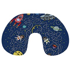 Cat-cosmos-cosmonaut-rocket Travel Neck Pillow by Wav3s