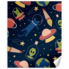 Seamless-pattern-with-funny-aliens-cat-galaxy Canvas 11  X 14  by Wav3s