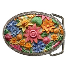 Flower Bloom Embossed Pattern Belt Buckles by Vaneshop