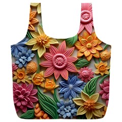 Flower Bloom Embossed Pattern Full Print Recycle Bag (xxxl) by Vaneshop