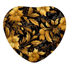 Flower Gold Floral Heart Glass Fridge Magnet (4 Pack)