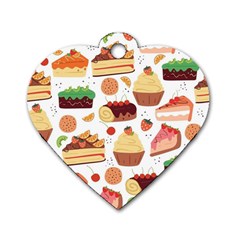 Seamless Pattern Hand Drawing Cartoon Dessert And Cake Dog Tag Heart (two Sides) by Wav3s