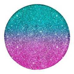 Pink And Turquoise Glitter Round Glass Fridge Magnet (4 Pack) by Wav3s