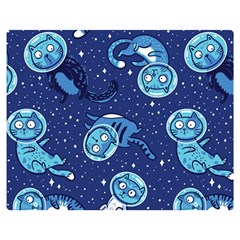 Cat Spacesuit Space Suit Astronaut Pattern Two Sides Premium Plush Fleece Blanket (medium) by Wav3s