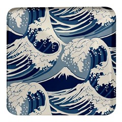 Japanese Wave Pattern Square Glass Fridge Magnet (4 Pack) by Wav3s