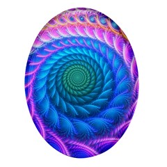 Peacock Feather Fractal Oval Glass Fridge Magnet (4 Pack) by Wav3s