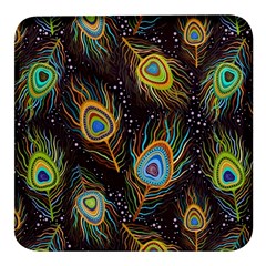 Pattern Feather Peacock Square Glass Fridge Magnet (4 Pack) by Wav3s