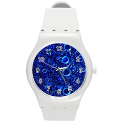 Blue Bubbles Abstract Round Plastic Sport Watch (m) by Vaneshop