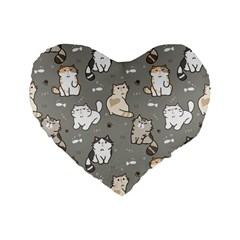 Cute Cat Pattern Cartoon Standard 16  Premium Flano Heart Shape Cushions by Cowasu