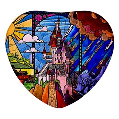 Beauty Stained Glass Castle Building Heart Glass Fridge Magnet (4 Pack) by Cowasu