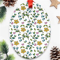 Flower Floral Pattern Oval Ornament (two Sides)