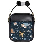 Space Theme Art Pattern Design Wallpaper Girls Sling Bag Front