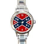 Rebel flag  Round Italian Charm Watch Front