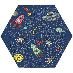 Cat Cosmos Cosmonaut Rocket Wooden Puzzle Hexagon by Cowasu