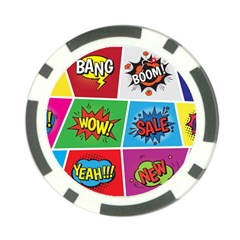 Pop Art Comic Vector Speech Cartoon Bubbles Popart Style With Humor Text Boom Bang Bubbling Expressi Poker Chip Card Guard (10 Pack) by Amaryn4rt