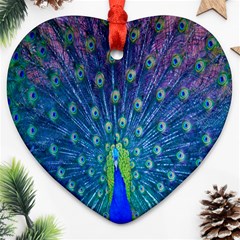 Amazing Peacock Heart Ornament (two Sides) by Simbadda