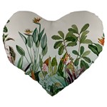 Tropical Jungle Plants Large 19  Premium Heart Shape Cushions Back