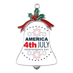 Independence Day Usa Metal Holly Leaf Bell Ornament