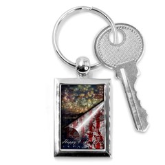 Independence Day Background Abstract Grunge American Flag Key Chain (rectangle) by Ravend