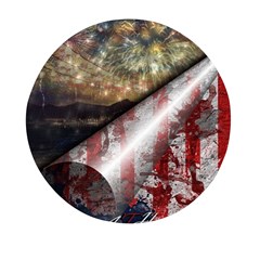 Independence Day Background Abstract Grunge American Flag Mini Round Pill Box (pack Of 3) by Ravend