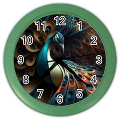 Colorful Peacock Bird Feathers Color Wall Clock by Vaneshop