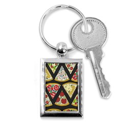 Vector-seamless-pattern-with-italian-pizza-top-view Key Chain (rectangle) by uniart180623