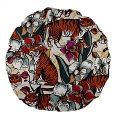 Natural-seamless-pattern-with-tiger-blooming-orchid Large 18  Premium Flano Round Cushions by uniart180623